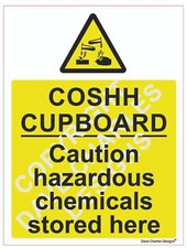 COSHH Cupboard Safety Sign - Self Adhesive Vinyl Sticker 200x150mm