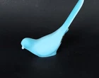 FENTON blue satin glass long tailed dove Bird of Happiness vintage sticker