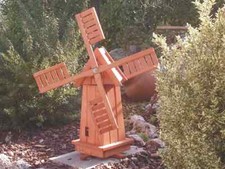 Mulino a vento da giardino con pale rotanti, in legno cm 28x25x70h