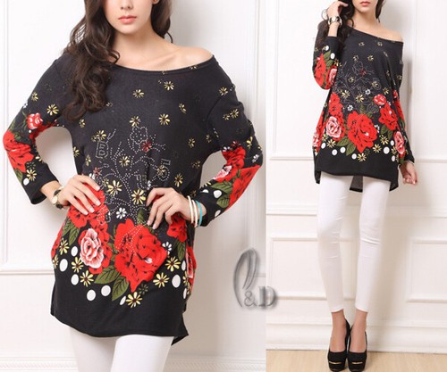 AU STOCK WOMEN KNITTED LONG SLEEVE LOOSE PULLOVER CASUAL SWEATER JUMPER TOP T147 - Picture 3 of 3