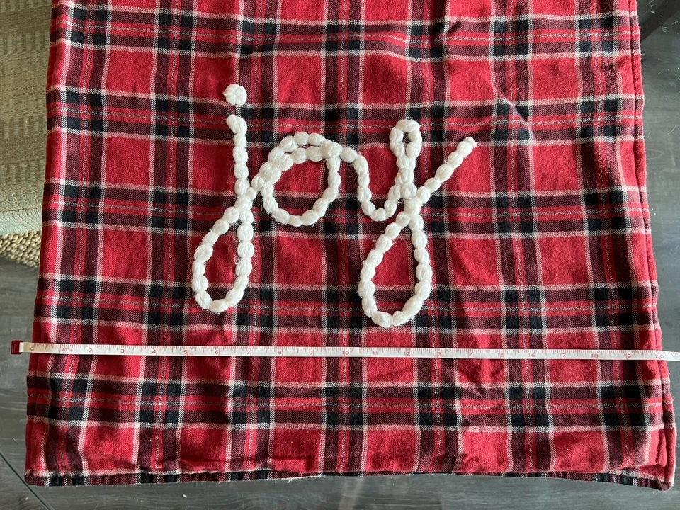 Pottery Barn радость красный клетку вышитая рождественская подушка чехол 20 X 20 «квадратный EXC! - Изображение 4 из 4