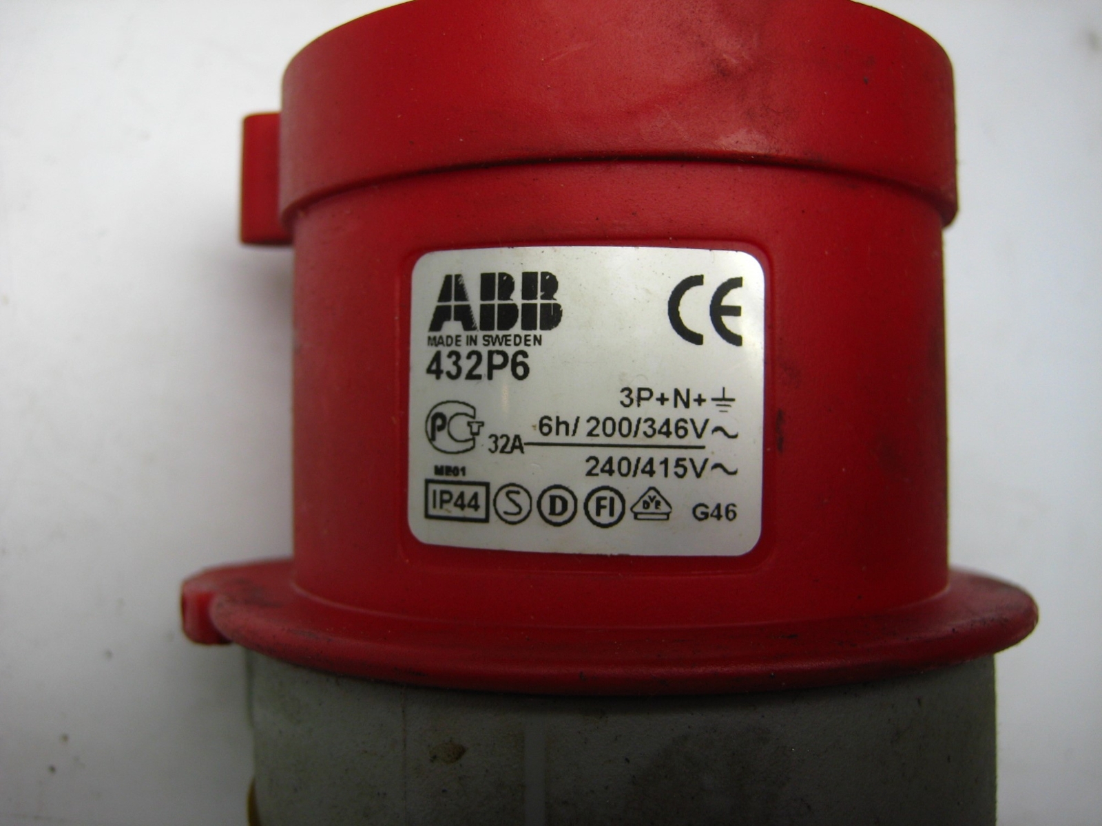 ABB 432P6 Ip67 Red Cable Mount 3p N E Industrial Power Plug for sale ...