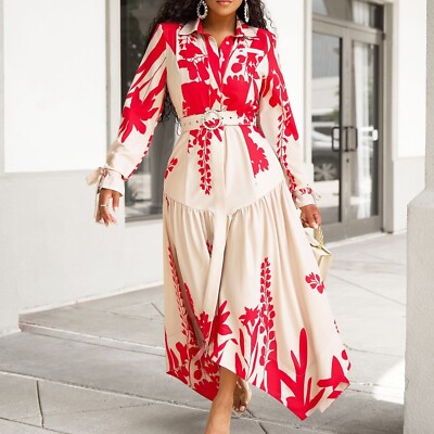 casual dress elegant floral ZEYLAH Women's Elegant Floral Print Long Sleeve Slim Fit Dress, Casual Resort Wear Fall Cloth For Women