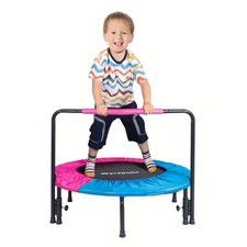 36 Inch Kids Trampoline - Mini Toddler Trampoline with Foam Handle, Small Reb...