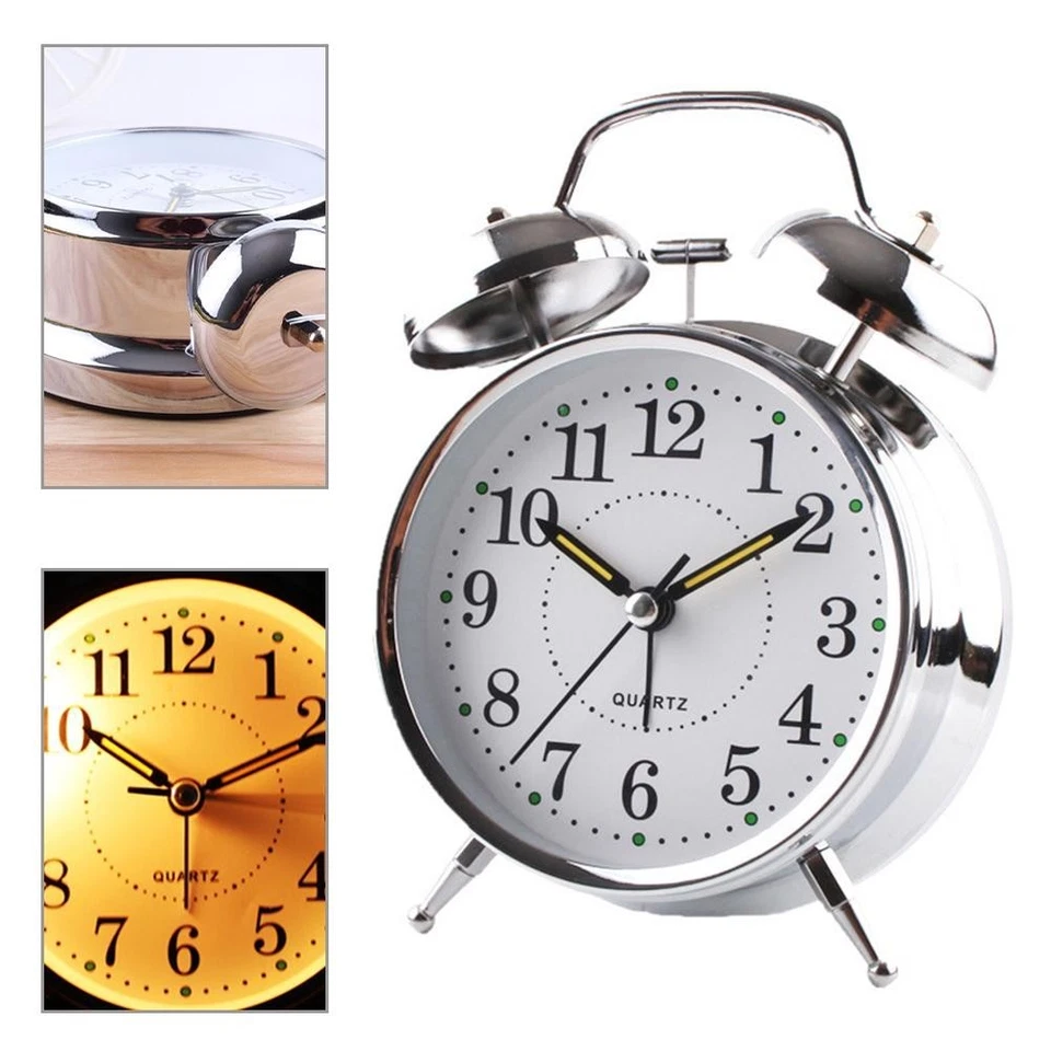 Cabecera para Reloj Despertador Doble Campana Clásico Tradicional Cromo Foto 3 de 4