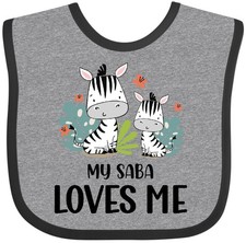 Inktastic Zebra My Saba Loves Me Baby Bib Cute Granddaughter Grandson Grandchild