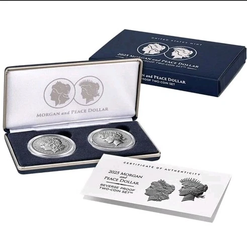 2025 Morgan and Peace Dollar Two-Coin Reverse Proof Set Sold Out Last One Left*
