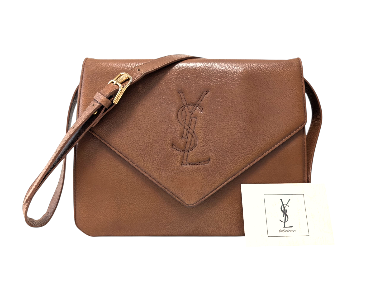 Borsa pochette a tracolla Yves Saint Laurent pelle sopracciglia vintage YSL autentica