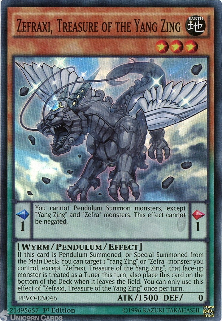 PEVO-EN046 Zefraxi, Treasure of the Yang Zing Super Rare 1st Edition Mint YuGiOh