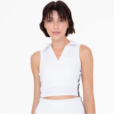 Mono B Side Stripe Tennis Polo Pickleball Crop Top- NWT!
