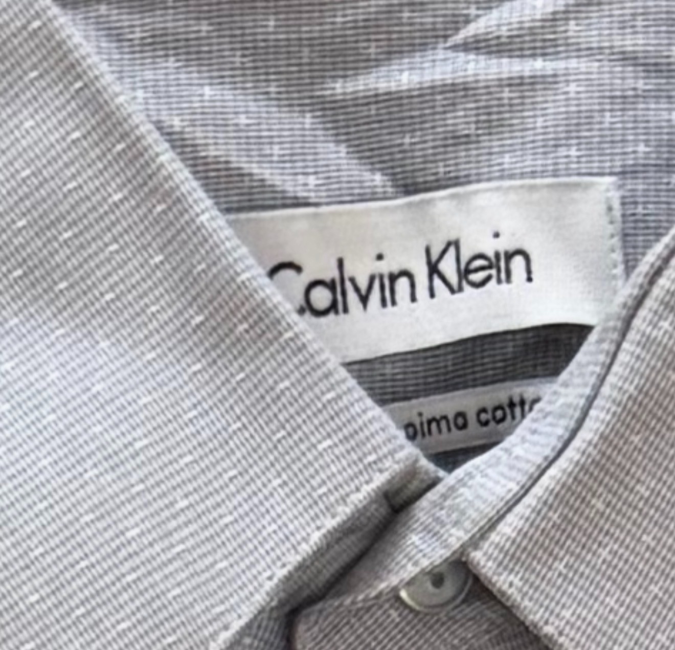 Calvin Klein Gray Micro Dot Button Down Shirt Cot… - image 5