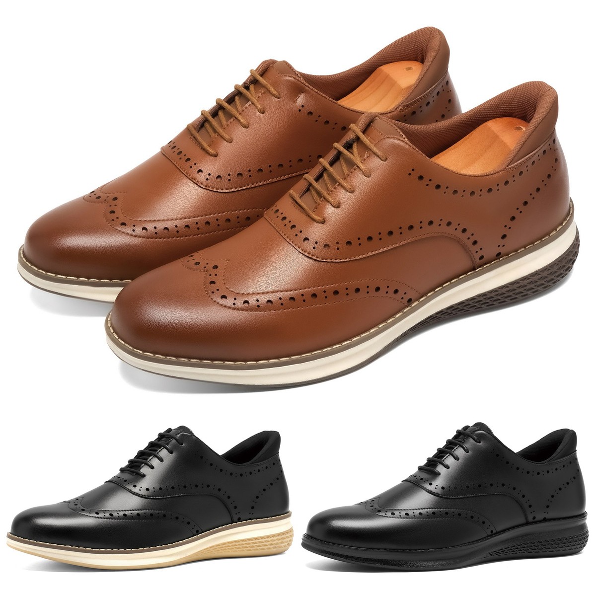 Brogue Oxfords Wingtip Dress Shoes with Cushioning Non-Slip Rubber Sole Men Dress Shoes Sneaker Oxfords Casual Wingtip Brogue Non  main image 4
