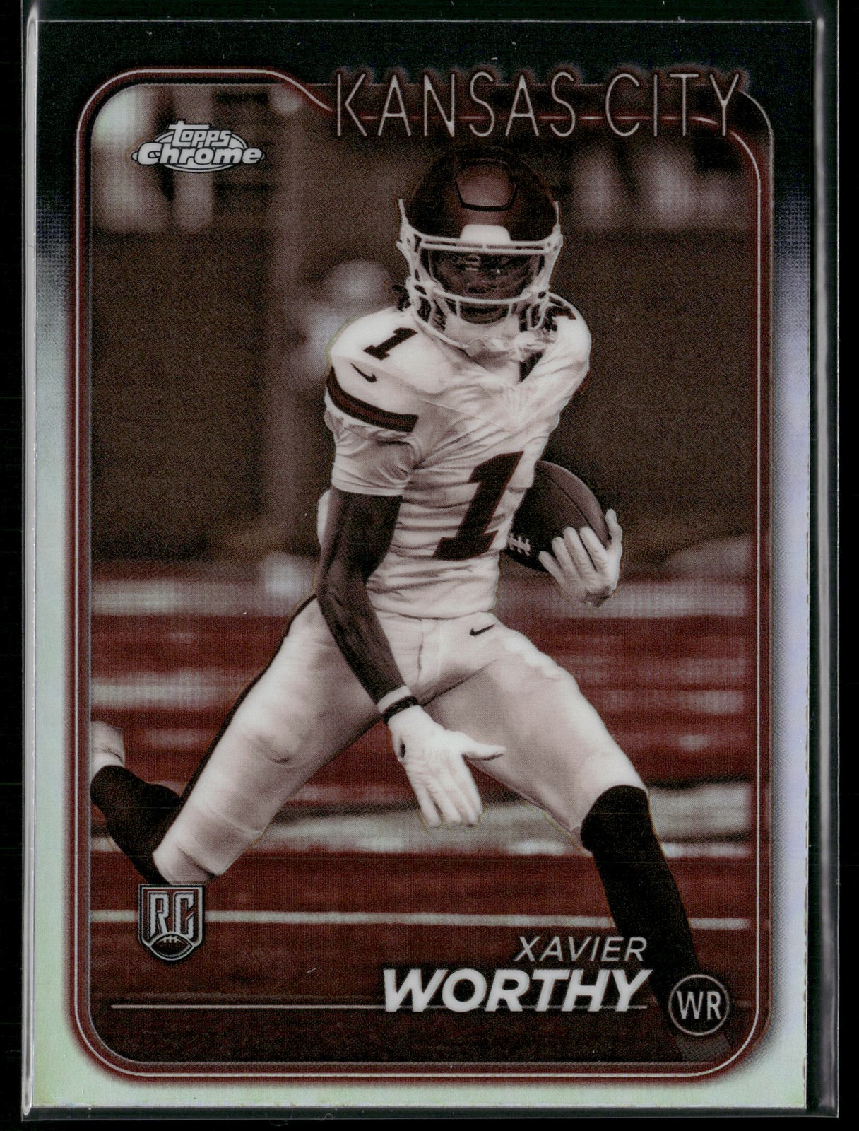 2024 Topps Chrome Football #208 Xavier Worthy Negative Refractor Rookie