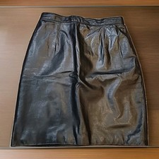 812. Falda Vintage Tannery West Negra Para Mujer 100% Cuero Forrada Talla 8 G1