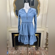 J.Crew Denim Ruffle Mini Dress 2 Y2K Revival Utility Indie Sleaze