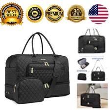 Women Travel Duffle Bag 35L Weekender Bag Shoe Compartment Large Travel Bag