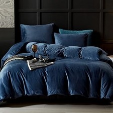 Flannel Velvet Duvet Cover Size Duvet Cover Bedding Sets, 3pcs Ultra King Navy