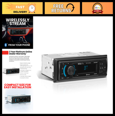 Single DIN Car Stereo with Bluetooth, AM/FM Radio, USB & Aux Input - No CD/DVD
