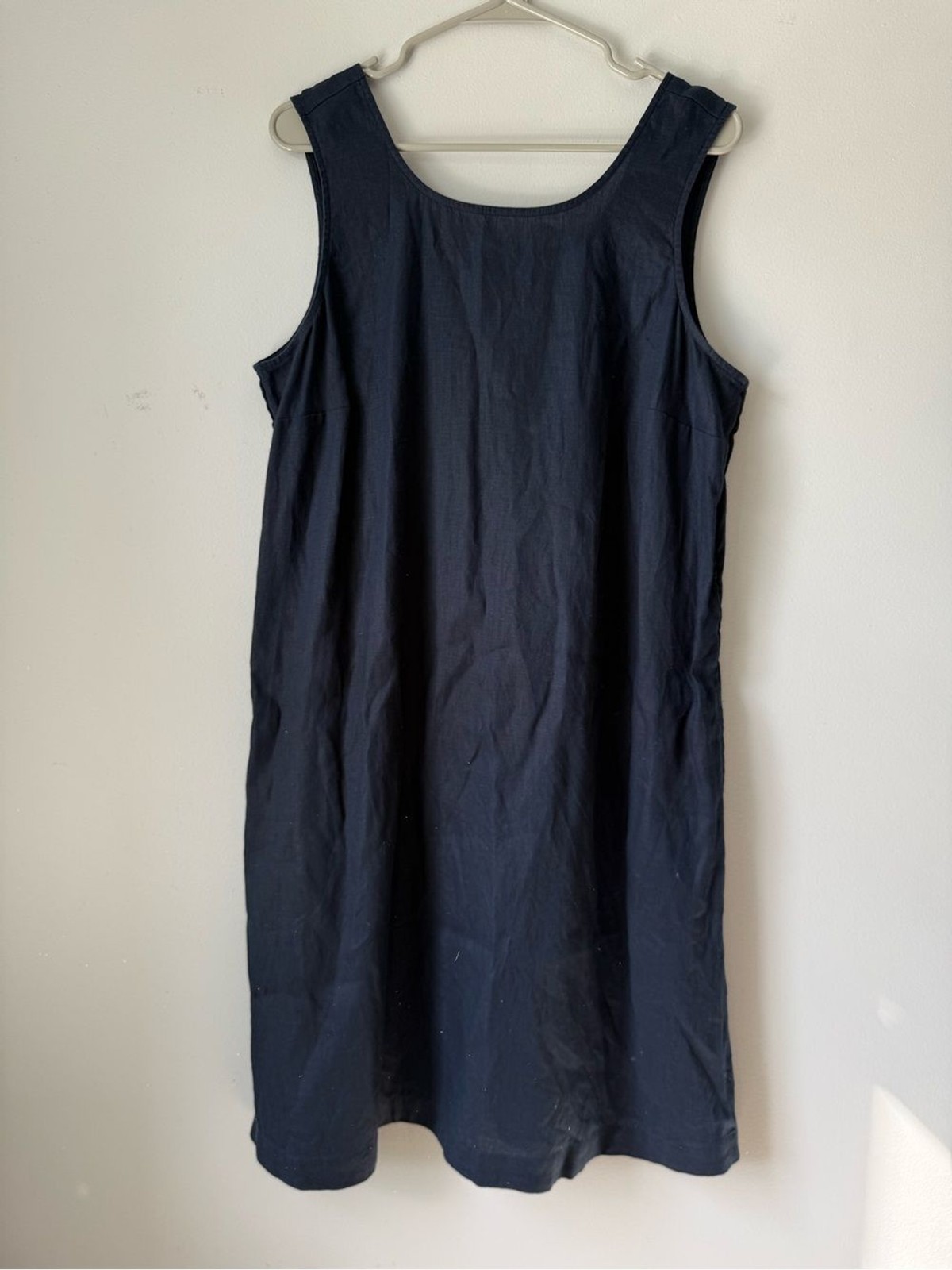 J. Jill Love Linen Dress Sleeveless Maxi Midi Dress Sun Dress Navy Blue Size L