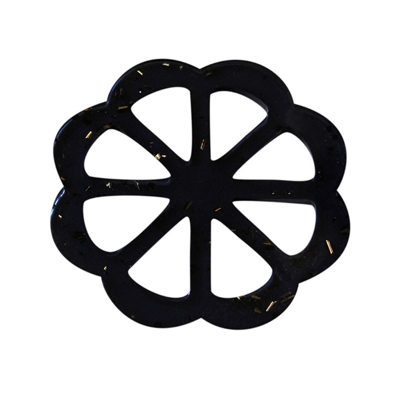 Black Hollow Flower Resin Coaster for Tables Cup Pad