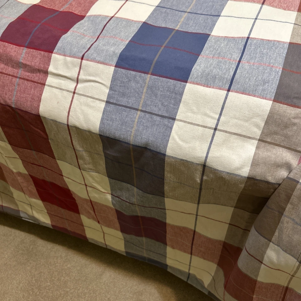 Plaid King Duvet Cover Red, Blue, and Neutral Check Pattern – Classic 90"X100" - Image 2 of 4