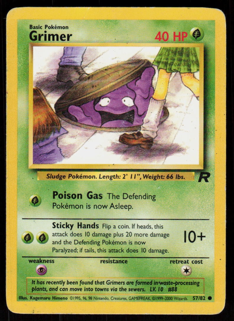 Grimer 57/82 Common Team Rocket Pokemon Unlimited Damaged