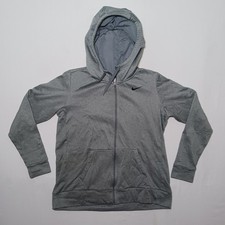 Nike Womens Therma Full Zip Fleece Hoodie Large Gray Dri-Fit 868740-065