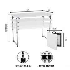 Lifetime 4-Foot Light Commercial Fold-In-Half Adjustable Table, White Granite
