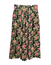 VTG Herman Geist Velvet Floral Maxi Skirt Size 12/Large Pleated Made In Japan