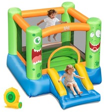 Inflatable Castle Bounce House Jumper Kids Playhouse with Slider and 550W Blower
