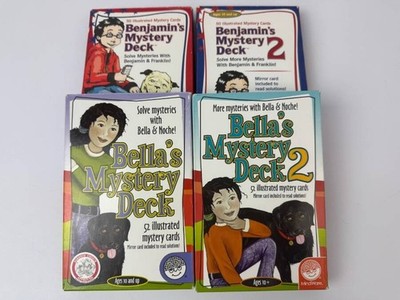 LOT 4 Benjamin's Bella's Mystery Deck Cards Mindware Logic Mysteries Puzzles Set