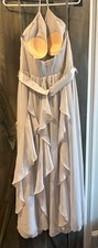 WHITE by Vera Wang Light Gray One Shoulder Bridesmaid Dress Size 14