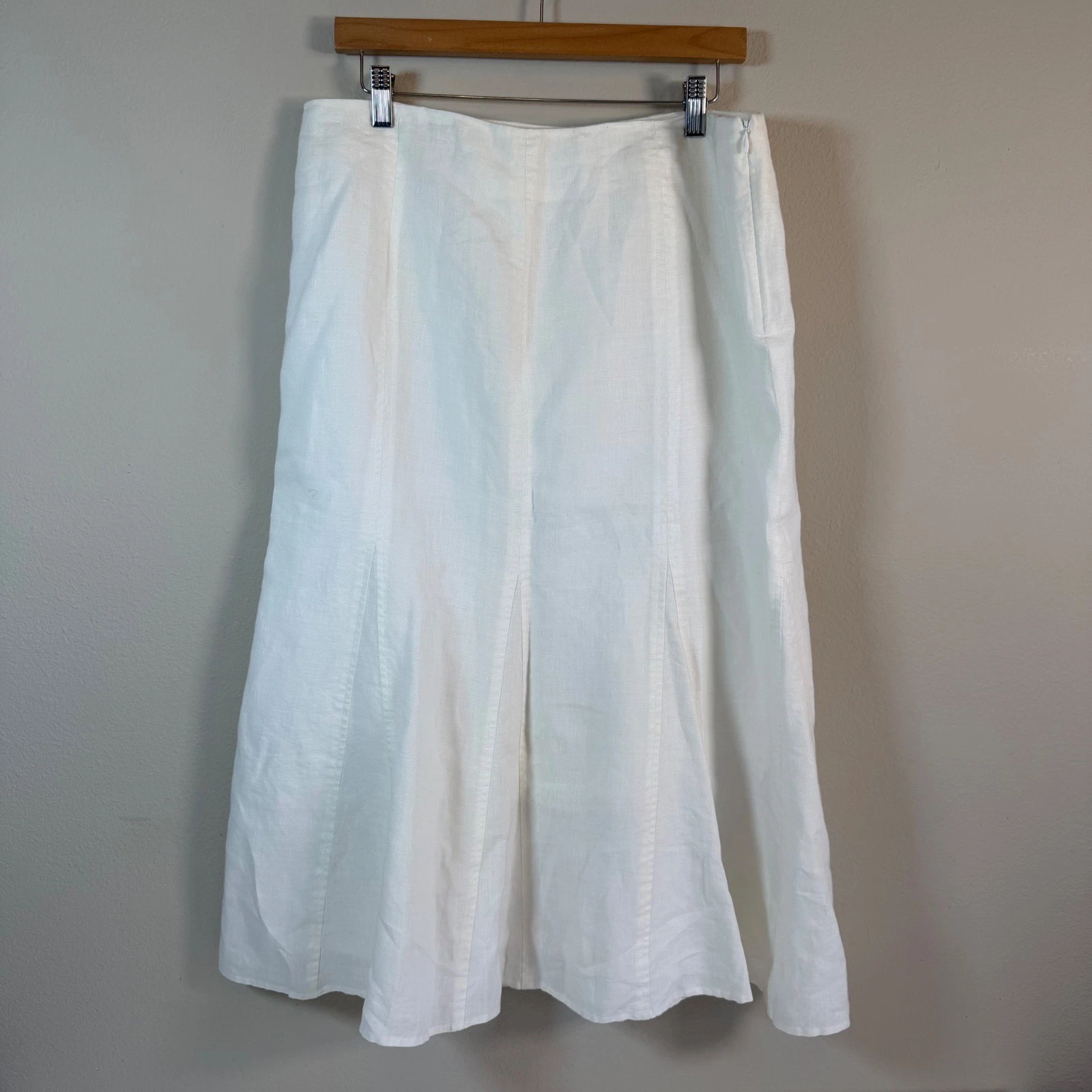 White Linen Midi Skirt 14 Lined A-Line Summer Resort Minimalist Preppy Classic
Opens in a new window