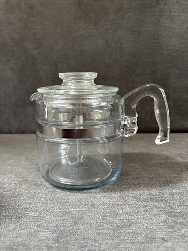 Vintage Pyrex Clear Glass 4 Cup Percolator Coffee Pot Complete 7754-B EUC