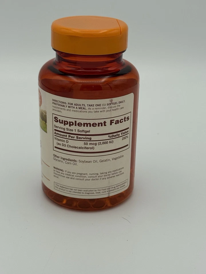 Sundown Vitamina D3 2000iu 50mcg 300 cápsulas blandas dientes óseos salud inmune EXP: 11/25 Foto 2 de 3