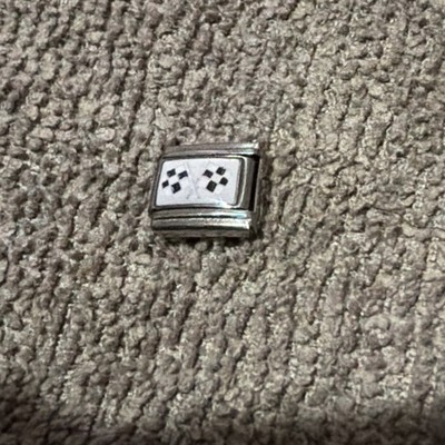 Neu schwarz/weiße Flaggen Silber Charm passt allen 9mm klassisches italienisches Armband