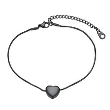 U7 Heart Anklets for Women, Stainless Steel Black Box Chain Ankle Bracelet 91...