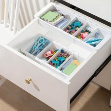2 Pcs Expandable Drawer Organizer Bins Adjustable Deep Drawer Hanging Organiz...