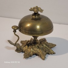 Sonnette De Table Ancienne Bronze Feuillage 19ème Old French Antique