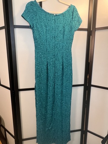 Teal Sequin Gown Size 4-6 - Picture 2 of 5
