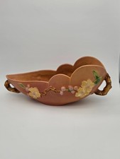 Roseville Pottery Apple Blossom 329‑10 Console Bowl – Matte Floral – Vintage USA