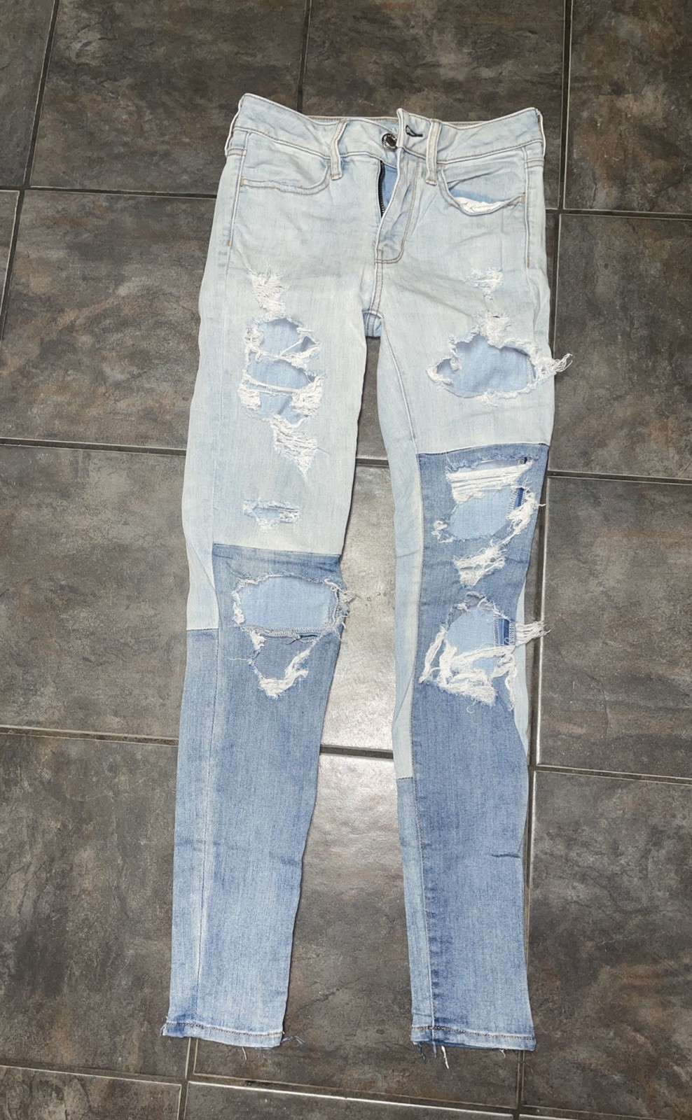 American Eagle High Rise Patchwork  Jegging Distr… - image 1