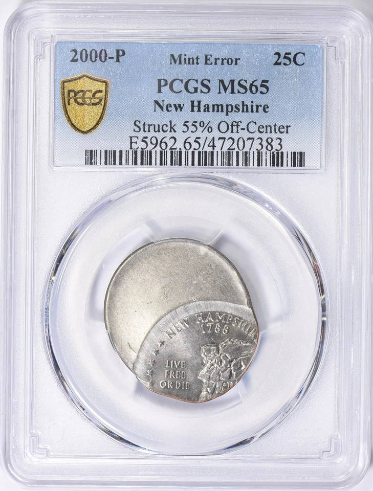 2000-P New Hampshire State Quarter Struck 25% Off Center PCGS MS-65 -Lot D050 - Image 2 of 4
