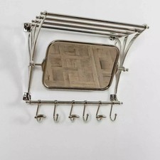 Vintage Stil Regal Haken Ablage mit Spiegelablage Flur Gepäck Zug Wandmontage