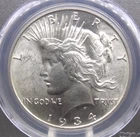 1934 "D" Peace SILVER Dollar $1 PCGS MS63 #050 Unc BU Uncirculated ECC&C, Inc.