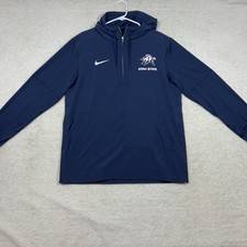Nike Utah State Team Issued Navy Men’s Medium Hooded 1/4 Zip Jacket DV6757-419