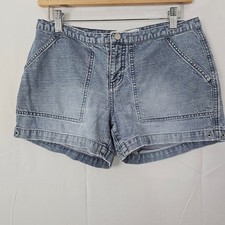 Vintage Tommy Hilfiger Womens High Rise Denim Blue Jean Carpenter Shorts Size 30