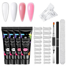 8 PCS Poly Nail Gel Starter Kit Poly Clear White Pink Nail Extension Set Builder