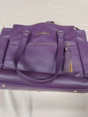 White Elm Gemini Convertible Backpack Travel Work Diaper Bag Plum Purple Large