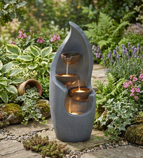 3 Tier Water Fountain LED Cascading Outdoor Garden Feature Calm Flow Set